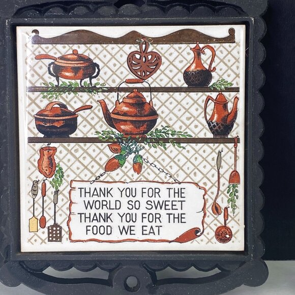 Vintage Cast Iron Metal Tile Wall Trivets Set of 2 - Picture 4 of 8